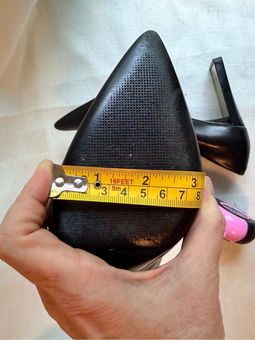 Donna Karan New York Black Leather Pointed Block Heel Pumps Approx 7.5 - Picture 7 of 8